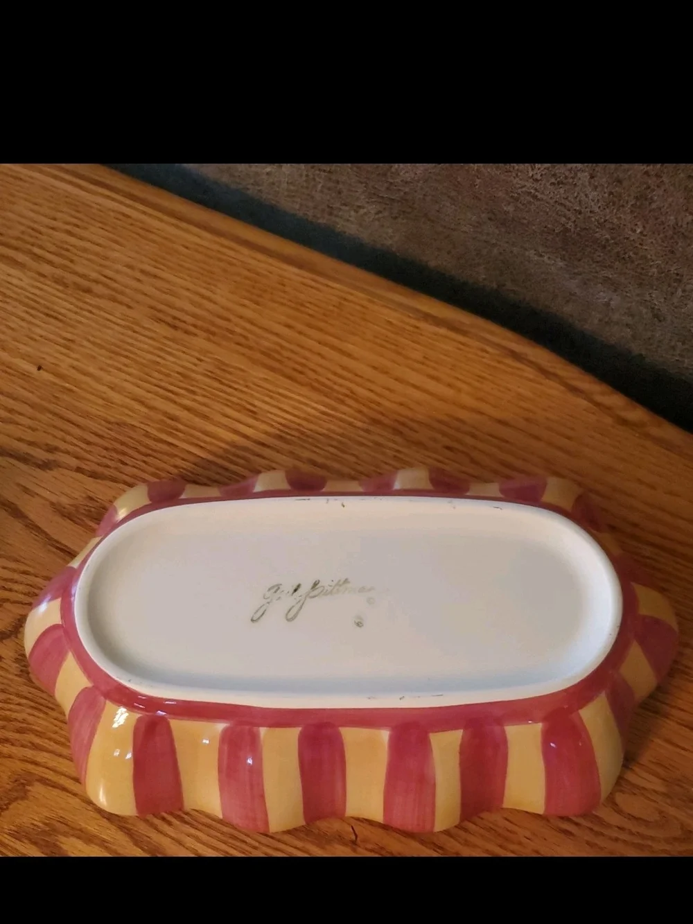 Vintage Pottery Gail Pittman Siennramic Serving Bowl - Yellow and Pink